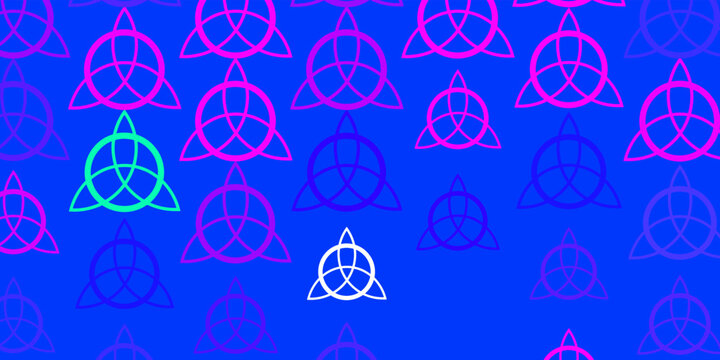 Light Pink, Blue vector background with occult symbols.