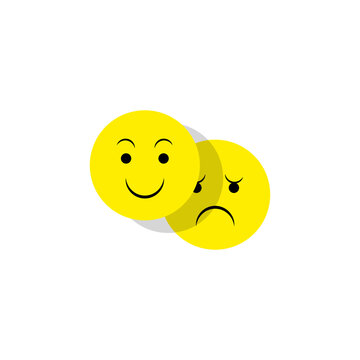 icon with yellow smile sad. Smiley face. Yellow emoji. Happy face. Smile icon. Vector illustration. stock image. 