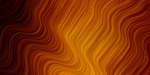 Dark Orange vector background with curved lines.