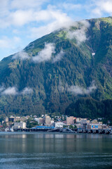 Fototapeta premium View of Juneau Alaska skyline and docks from the water.