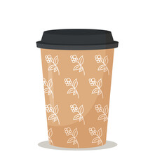 Coffee cup icon. Hot drinks, tea in mug, cafe or restaurant menu. Graphic elements for coffee store website. Stylish design for natural and organic packaging. Cartoon flat vector illustration