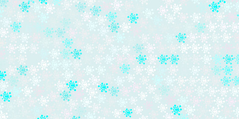 Light Pink, Blue vector pattern with coronavirus elements.