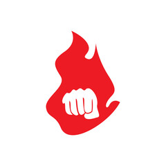 fire fist silhouette. power people sign and symbol. fight vector illustration.