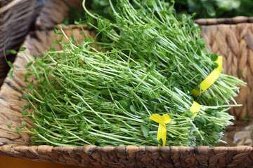 Pea Shoots for sale at the farmer's market