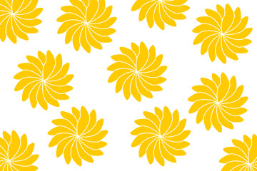 retro yellow flower pinwheel pattern floral hawaiian style textile fashion swirl fabric design illustration