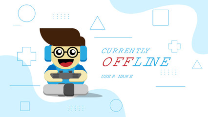 currently offline streaming banner background for streamer with cute cartoon character