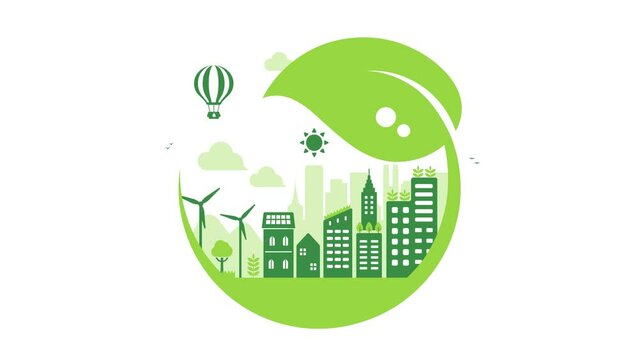 Smart ecology city illustration animation ( mp4 ) | no text