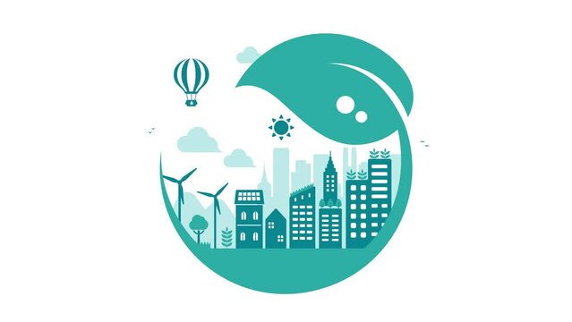 Smart ecology city illustration animation ( mp4 ) | no text