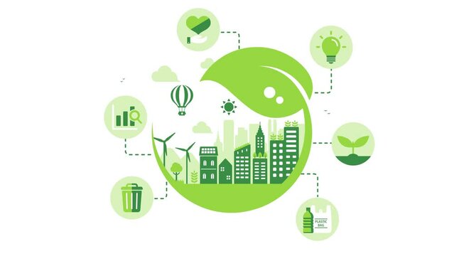 Smart ecology city illustration animation ( mp4 ) | no text