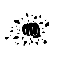 fist break stone silhouette. power people sign and symbol. fight vector illustration.