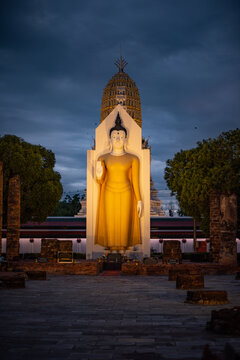 Standing Buddha image  the landmark in Phitsanulok Province, Thailand.