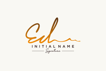 Initial ED signature logo template vector. Hand drawn Calligraphy lettering Vector illustration. - obrazy, fototapety, plakaty