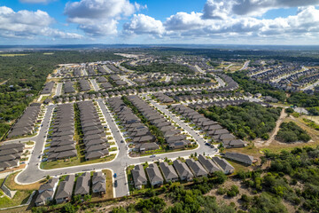 aerial view of a subdivision - obrazy, fototapety, plakaty