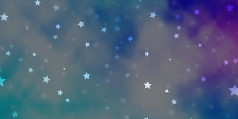 Light Pink, Blue vector background with colorful stars.