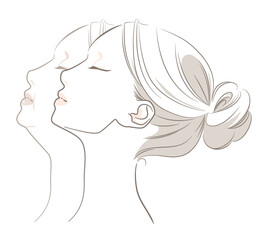 横顔の女性 - あごのライン　アップスタイル　ナチュラル