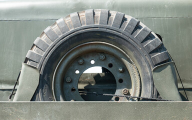spare tire on M135 military truck WW2
