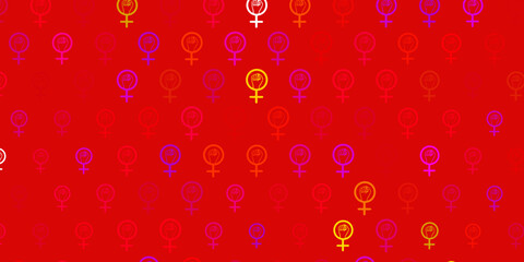 Light Pink, Yellow vector backdrop with women power symbols.