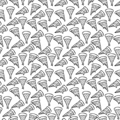 hand drawn doodle melting pizza slice seamless pattern background
