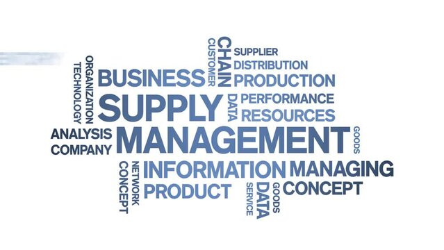 Supply Management Animated Tag Word Cloud;Text Design Animation typography seamless loop.