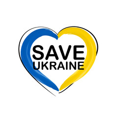 Save Ukraine flat art on white background, Ukraine flag love shape praying concept. save Ukraine from Russia. vector design