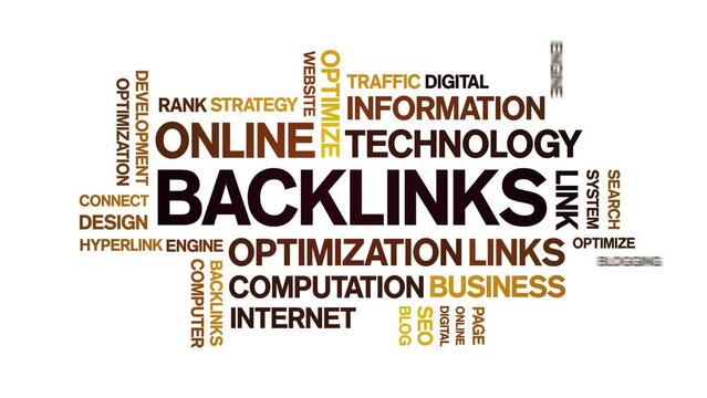 Backlinks animated tag word cloud;text design animation kinetic typography seamless loop.