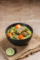 Soto Sapi or Soto Daging, is an Indonesian special soup made from beef broth with meat cutlet. Popular menu for Idul Adha
