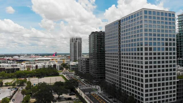4K Aerial Drone Video of Luxury High-Rise Condominiums in Downtown Tampa, FL