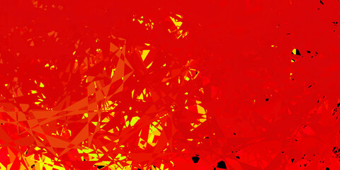 Dark green, red vector texture with random triangles.