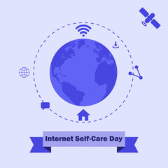 Vector illustration, Internet Self Care Day Concept. suitable for posters, greeting cards, backgrounds and banners