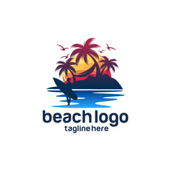 Beach logo design Vector template
