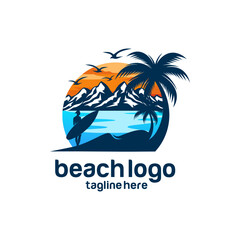 Beach logo design Vector template
