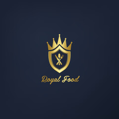 Luxury Food Logo | Royal crown Food with shield logo   