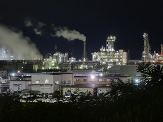 鹿島臨海工業地帯の工場の夜景 (砂山都市緑地・津波避難所から)