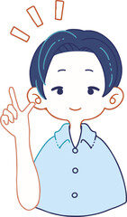 アイデアを提案する男の子のイラスト