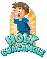 Cute cartoon character shouting holy guacamole icon