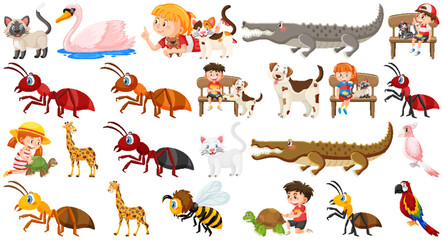 Obraz premium Set of various wild animals in cartoon style