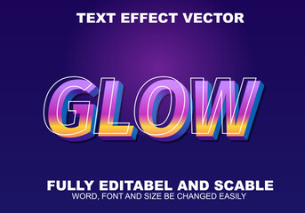 glow text effect vector