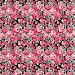 seamless pattern with flowers Red wallpaper 