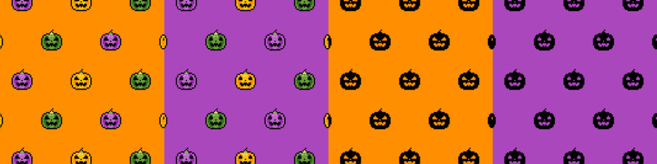 ドット絵 ハロウィン シームレスパターンセット（スウォッチ）