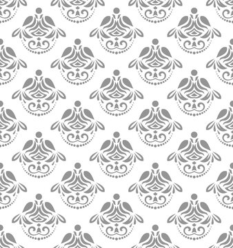 Classic seamless vector pattern. Damask orient grat and white ornament. Classic vintage background. Orient pattern for fabric, wallpapers and packaging