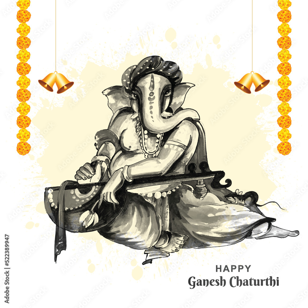 Wall mural 	
Modern artistic happy ganesh chaturthi festival card background