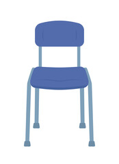 Blue empty chair semi flat color vector object. Editable figure. Full sized item on white. Office and home furniture simple cartoon style illustration for web graphic design and animation