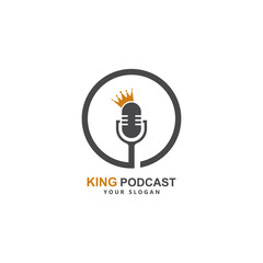 king podcast logo vector icon illustration