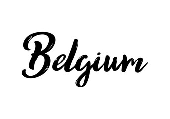 Fototapeta na wymiar Belgium Lettering. Handwritten country name. Vector design template.