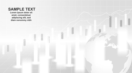 Stock market and exchange of world. Candle stick graph chart of stock market investment trading. White background. Vector.