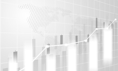 Stock market and exchange of world. Candle stick graph chart of stock market investment trading. White background. Vector.