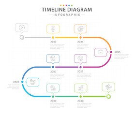 Infographic template for business. 8 Steps Modern Timeline diagram with Yearly topics, presentation vector infographic.