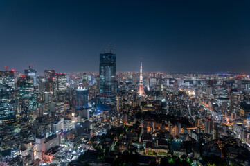 Fototapeta na wymiar 東京都港区六本木から見た夕方の東京の都市景観