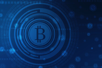 Obraz premium Global Abstract Bitcoin Crypto Currency Blockchain Technology World Map Background Illustration