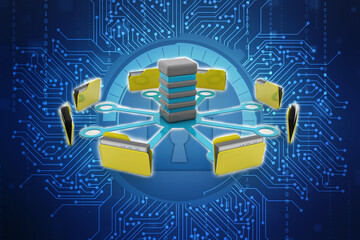 3d illustration of Data sharing concept